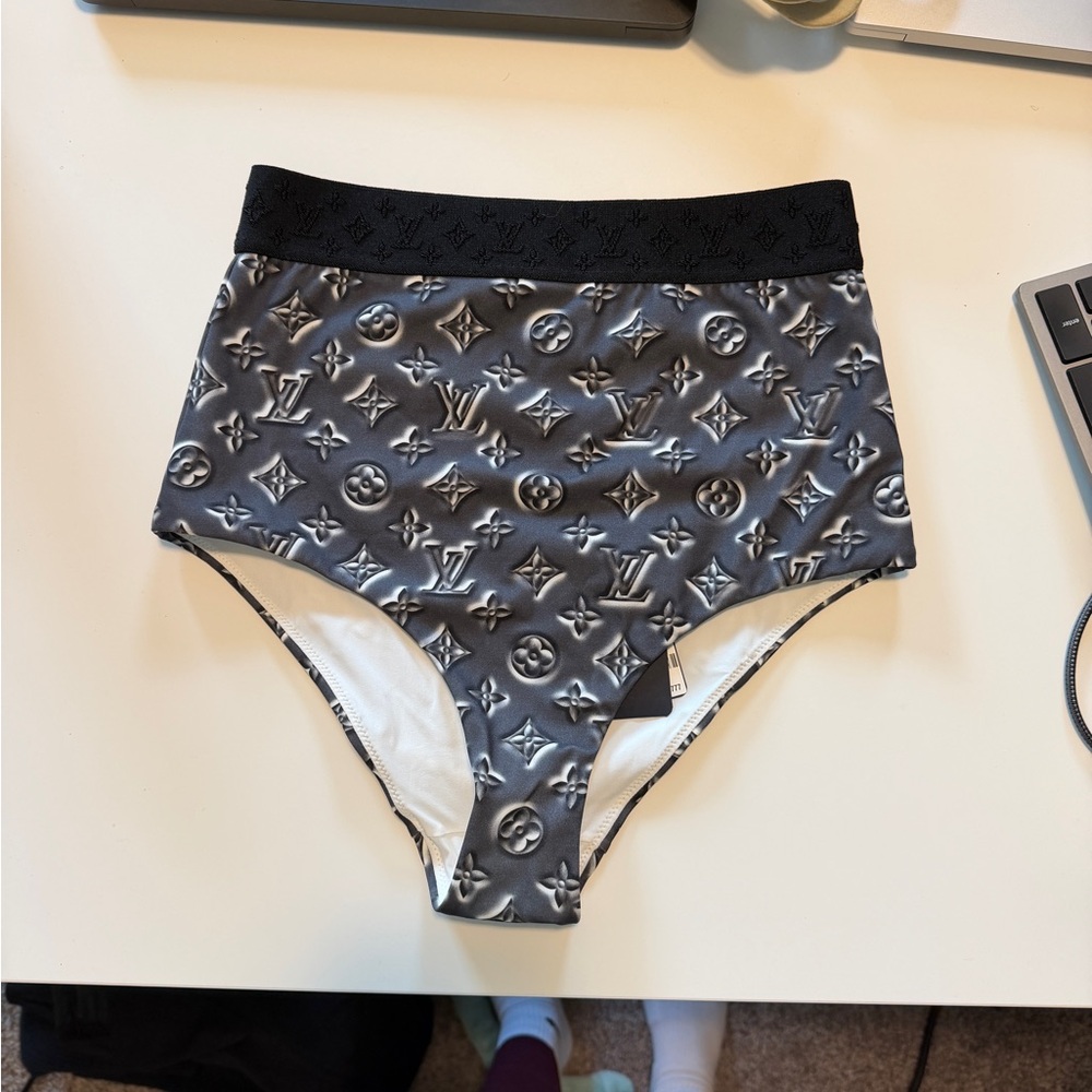 Louis Vuitton Black and Silver Monogram Bikini Bottoms